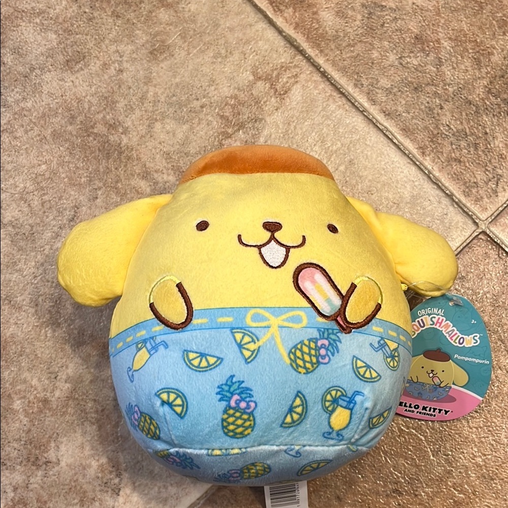 Sanrio Pompompurin Plush with Yellow and Blue Accents